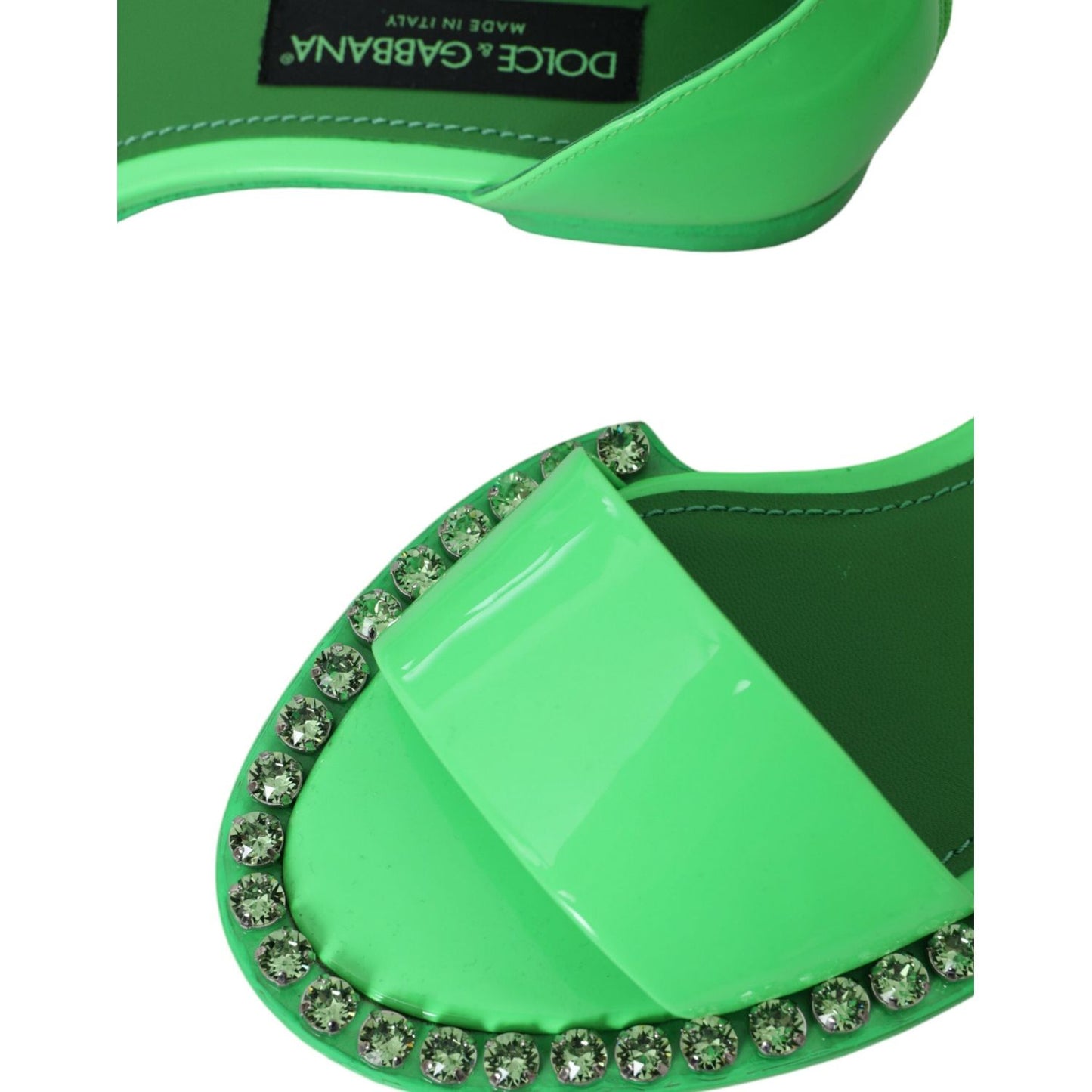 Dolce & Gabbana Neon Green Crystal Ankle Strap Sandals Shoes Dolce & Gabbana