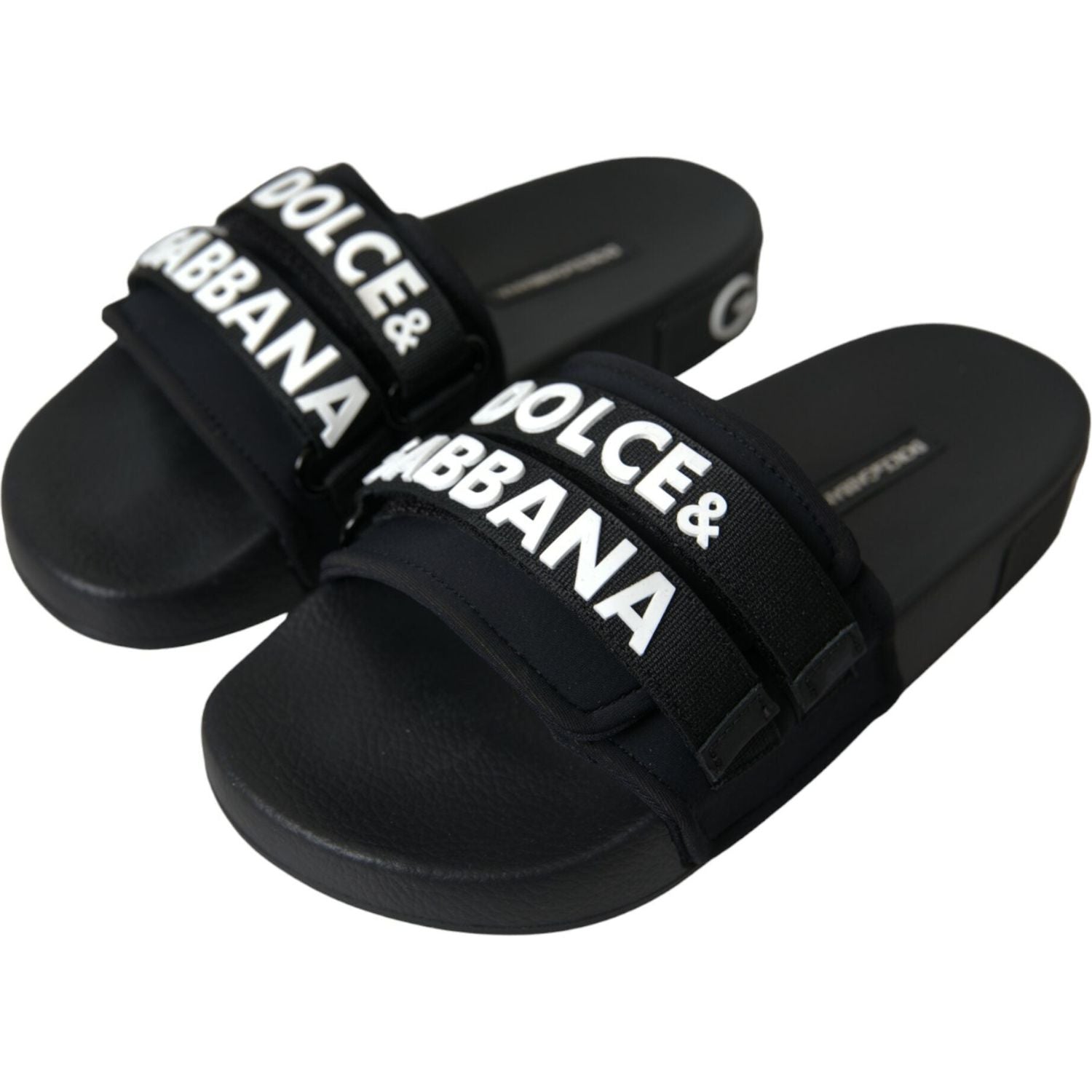 Dolce & Gabbana Black Neoprene Slides Flats Beachwear Shoes