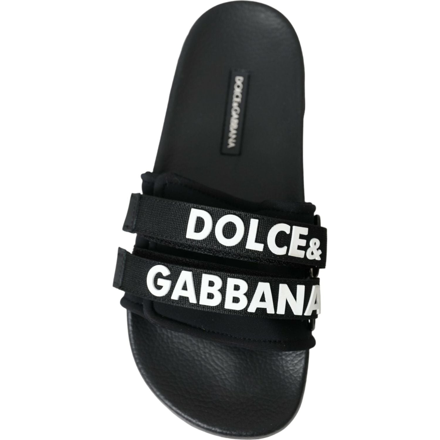 Dolce & Gabbana Black Neoprene Slides Flats Beachwear Shoes