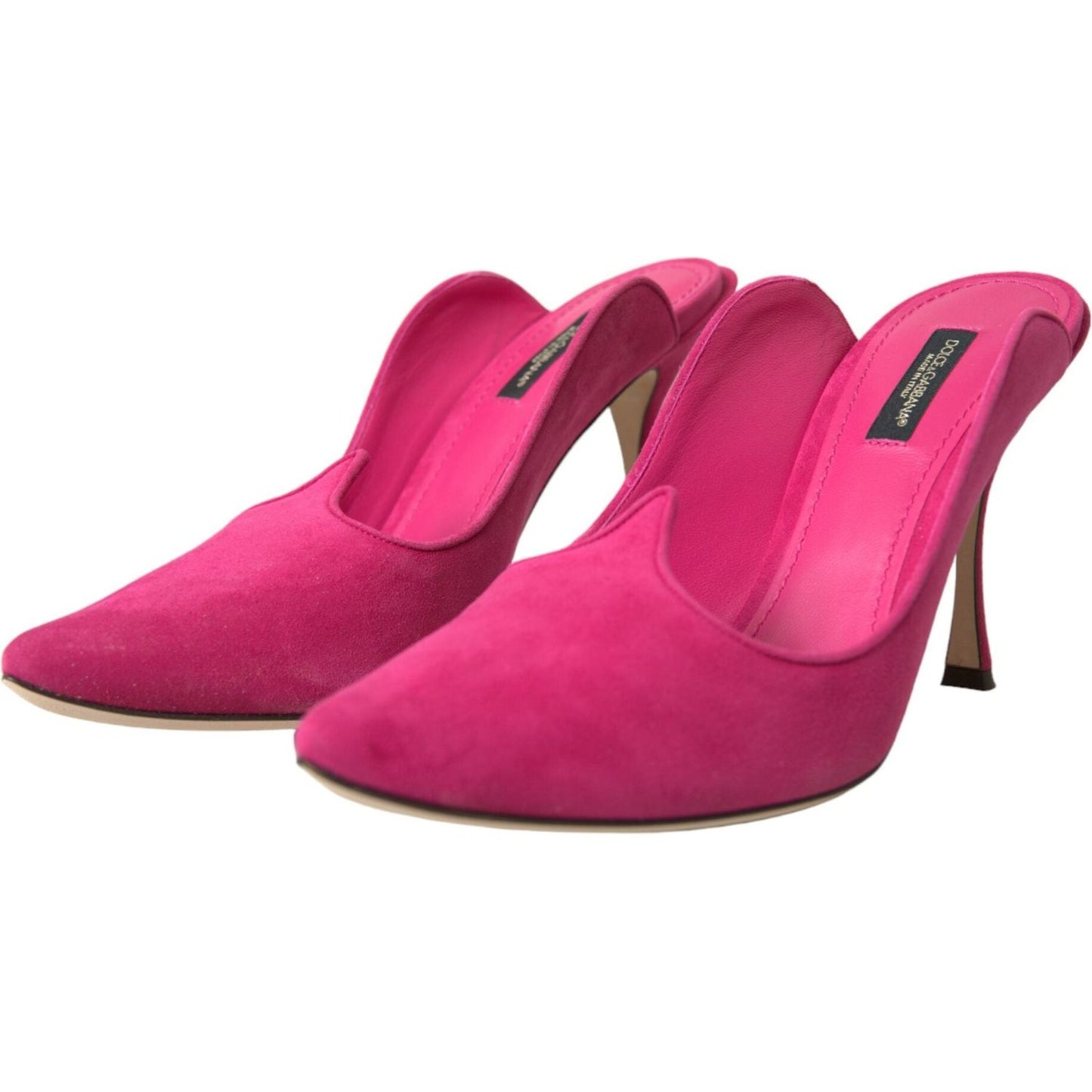 Dolce & Gabbana Fuchsia Suede Leather Mules Sandals Shoes Dolce & Gabbana