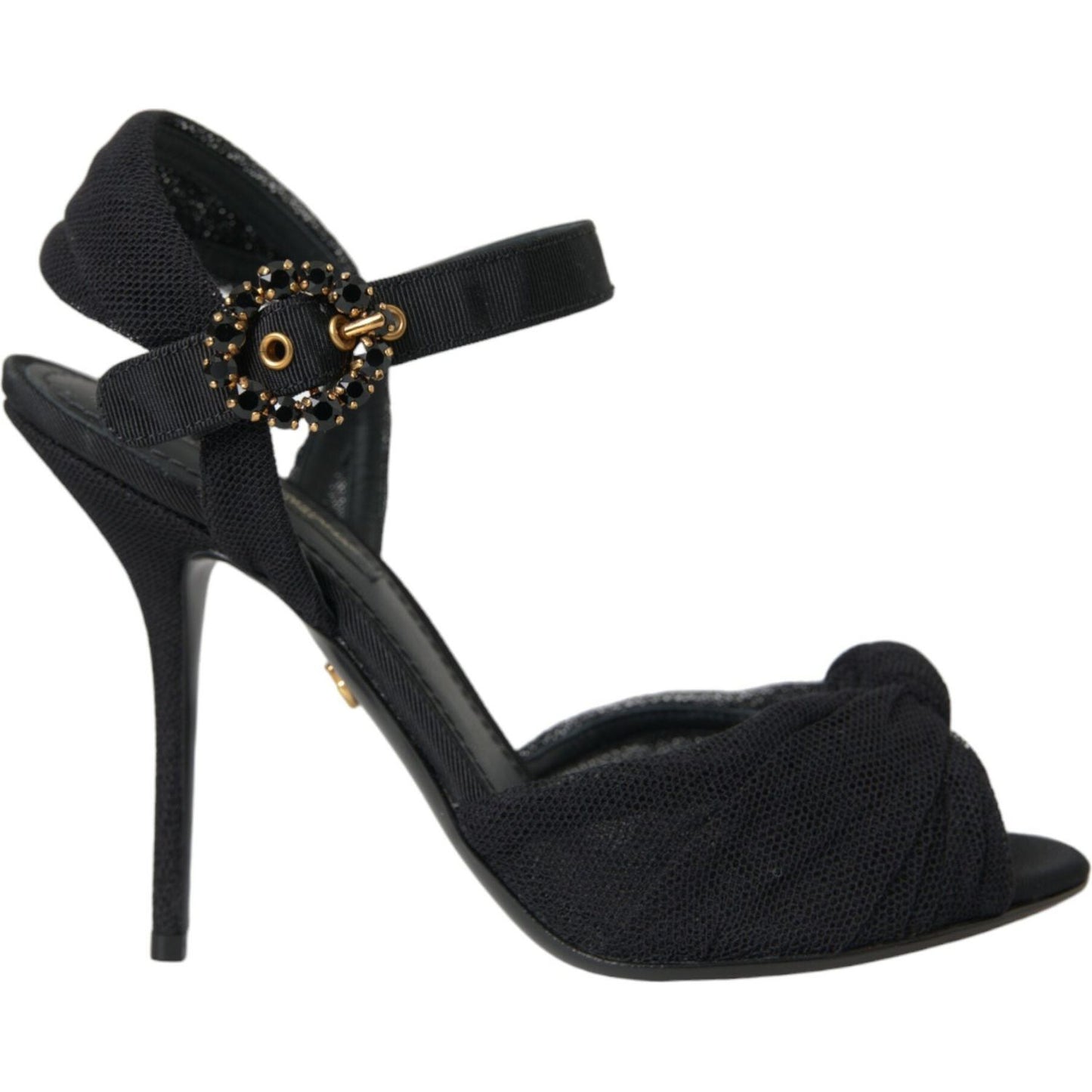 Dolce & Gabbana Black Suede Embellished Heels Sandals Shoes Dolce & Gabbana