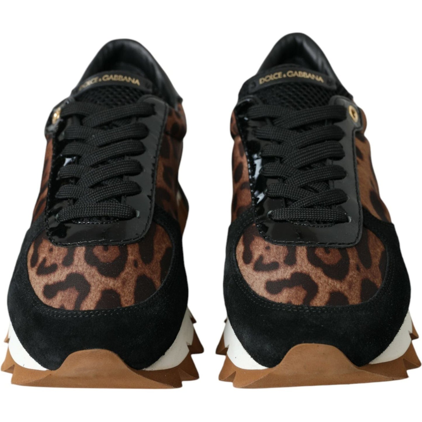 Dolce & Gabbana Black Brown Leopard Low Top Leather Sneaker Shoes Dolce & Gabbana