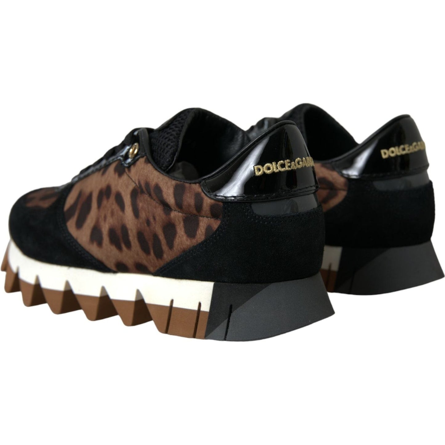 Dolce & Gabbana Black Brown Leopard Low Top Leather Sneaker Shoes Dolce & Gabbana