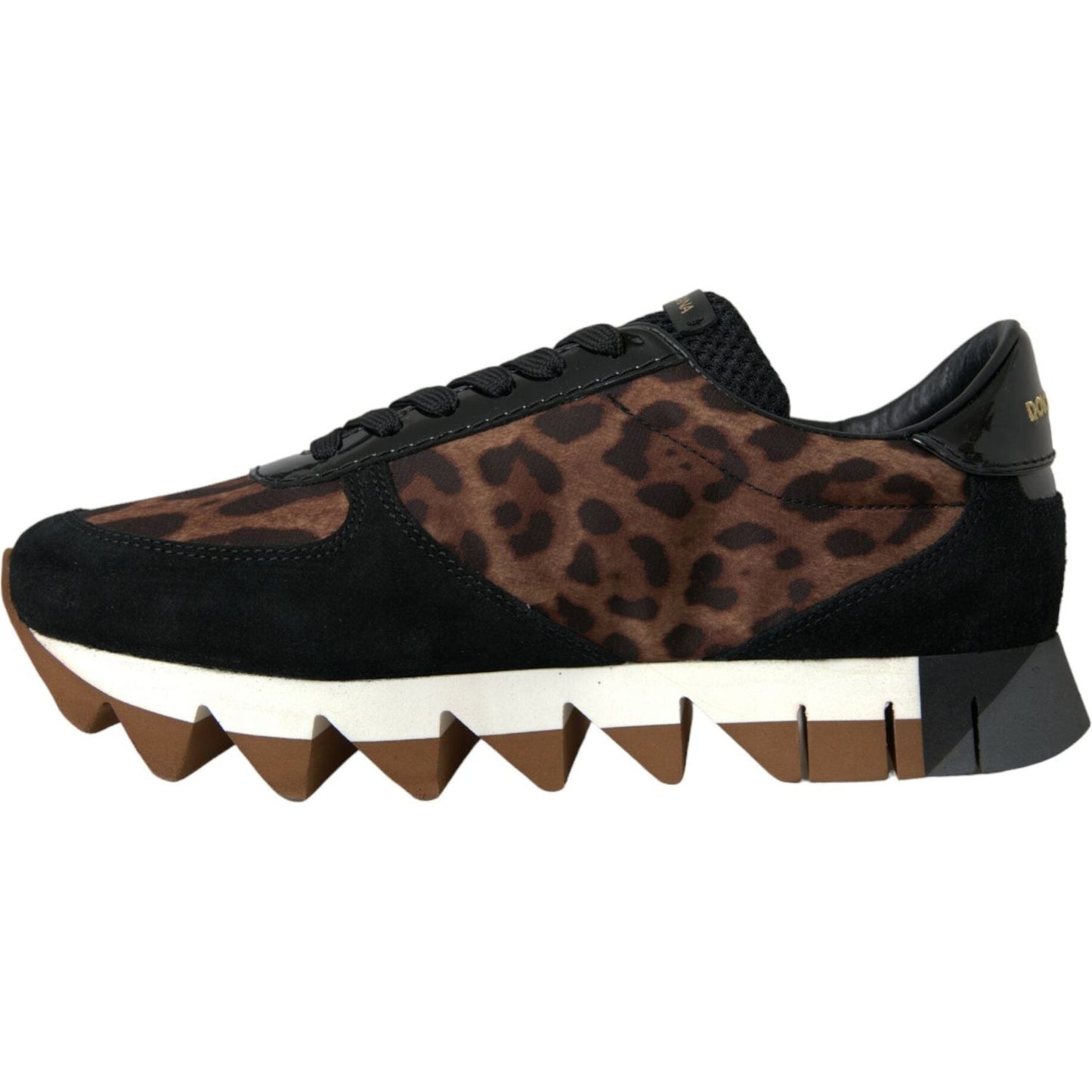 Dolce & Gabbana Black Brown Leopard Low Top Leather Sneaker Shoes Dolce & Gabbana