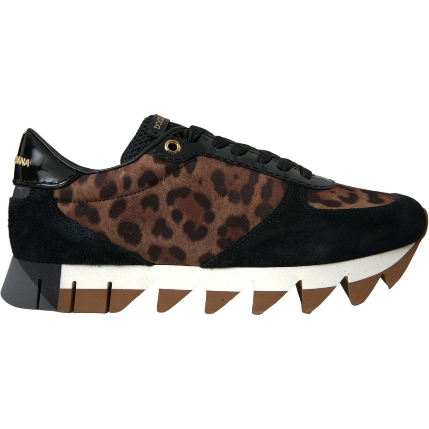 Dolce & Gabbana Black Brown Leopard Low Top Leather Sneaker Shoes Dolce & Gabbana