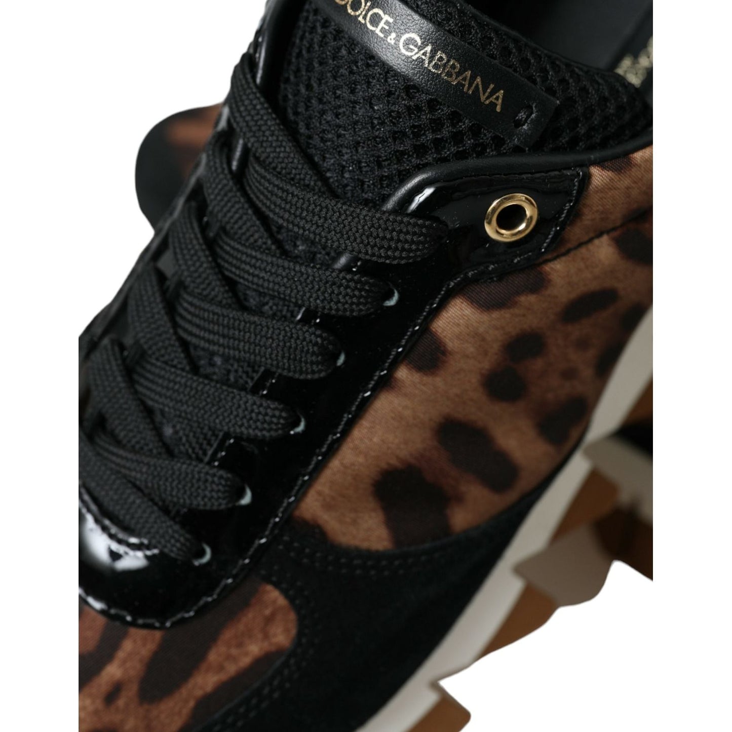 Dolce & Gabbana Black Brown Leopard Low Top Leather Sneaker Shoes Dolce & Gabbana