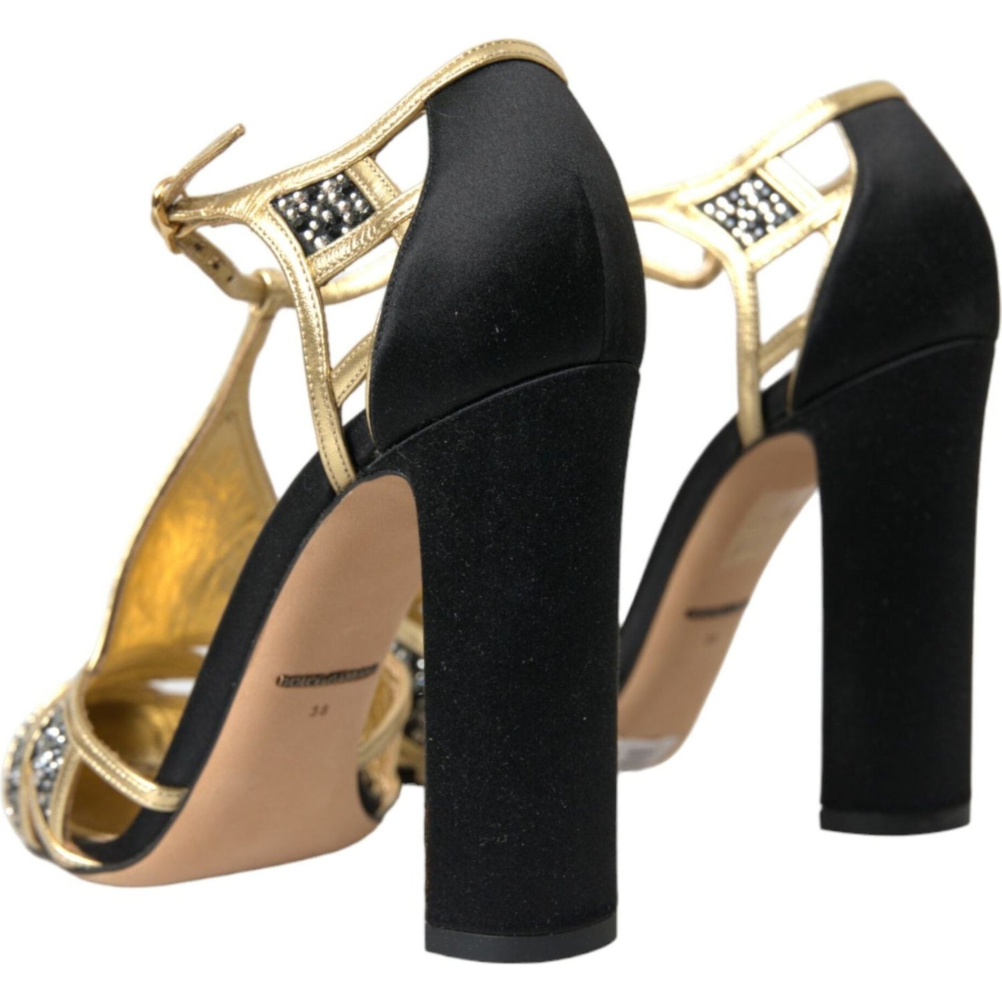 Dolce & Gabbana Black Suede Gold Embellished Heels Pump Shoes Dolce & Gabbana