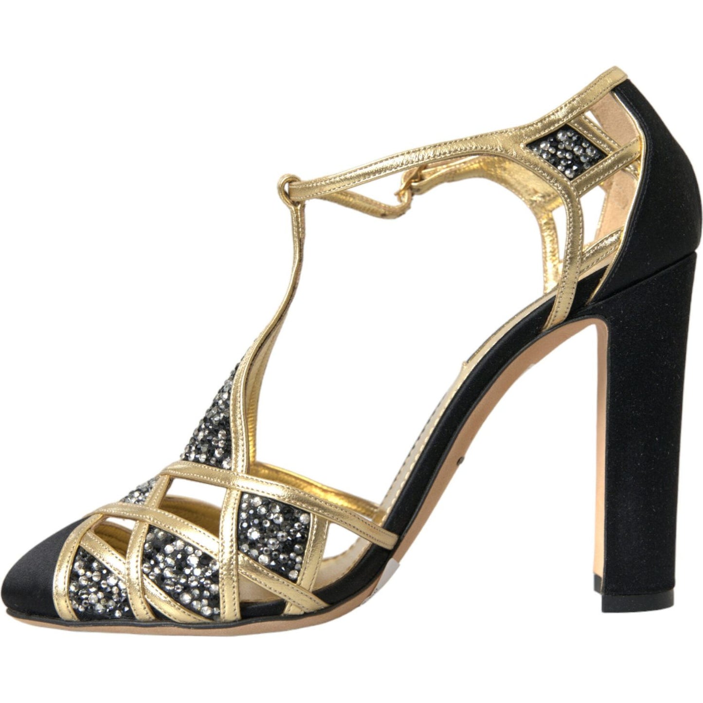 Dolce & Gabbana Black Suede Gold Embellished Heels Pump Shoes Dolce & Gabbana