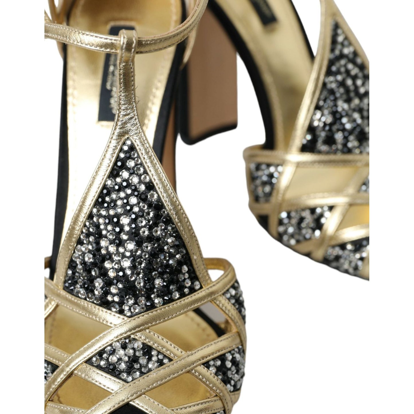 Dolce & Gabbana Black Suede Gold Embellished Heels Pump Shoes Dolce & Gabbana