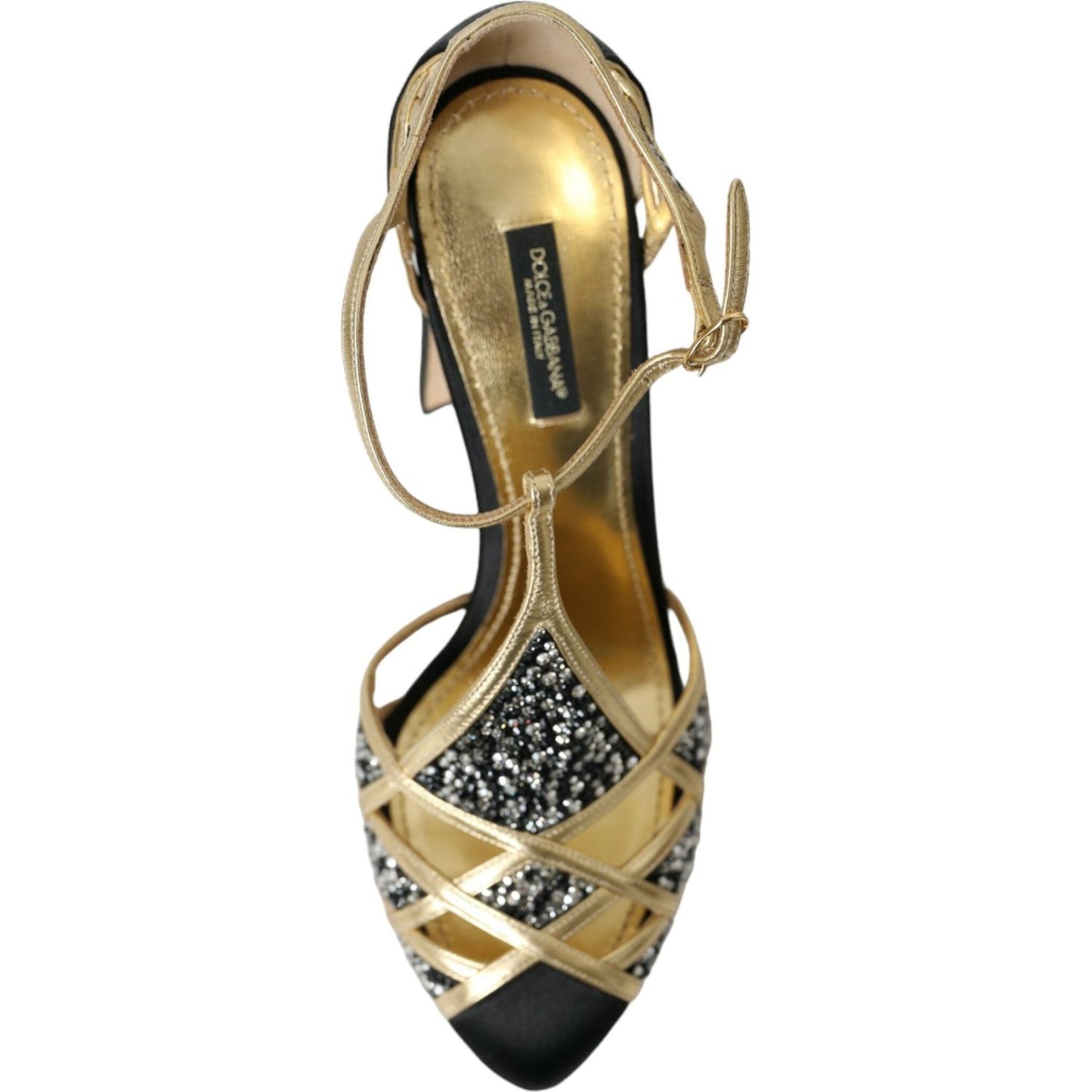 Dolce & Gabbana Black Suede Gold Embellished Heels Pump Shoes Dolce & Gabbana