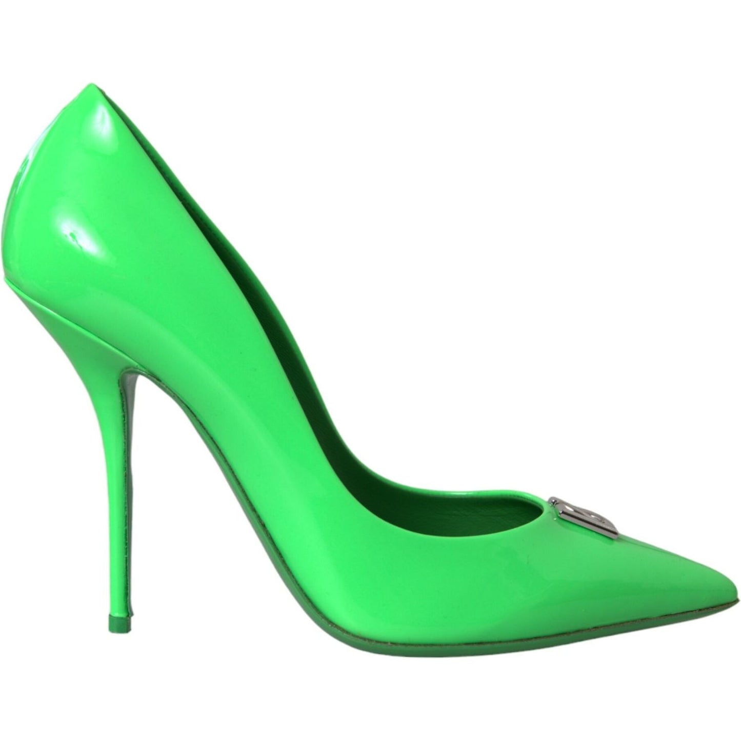 Dolce & Gabbana Neon Green Patent Leather Logo Pumps Shoes Dolce & Gabbana