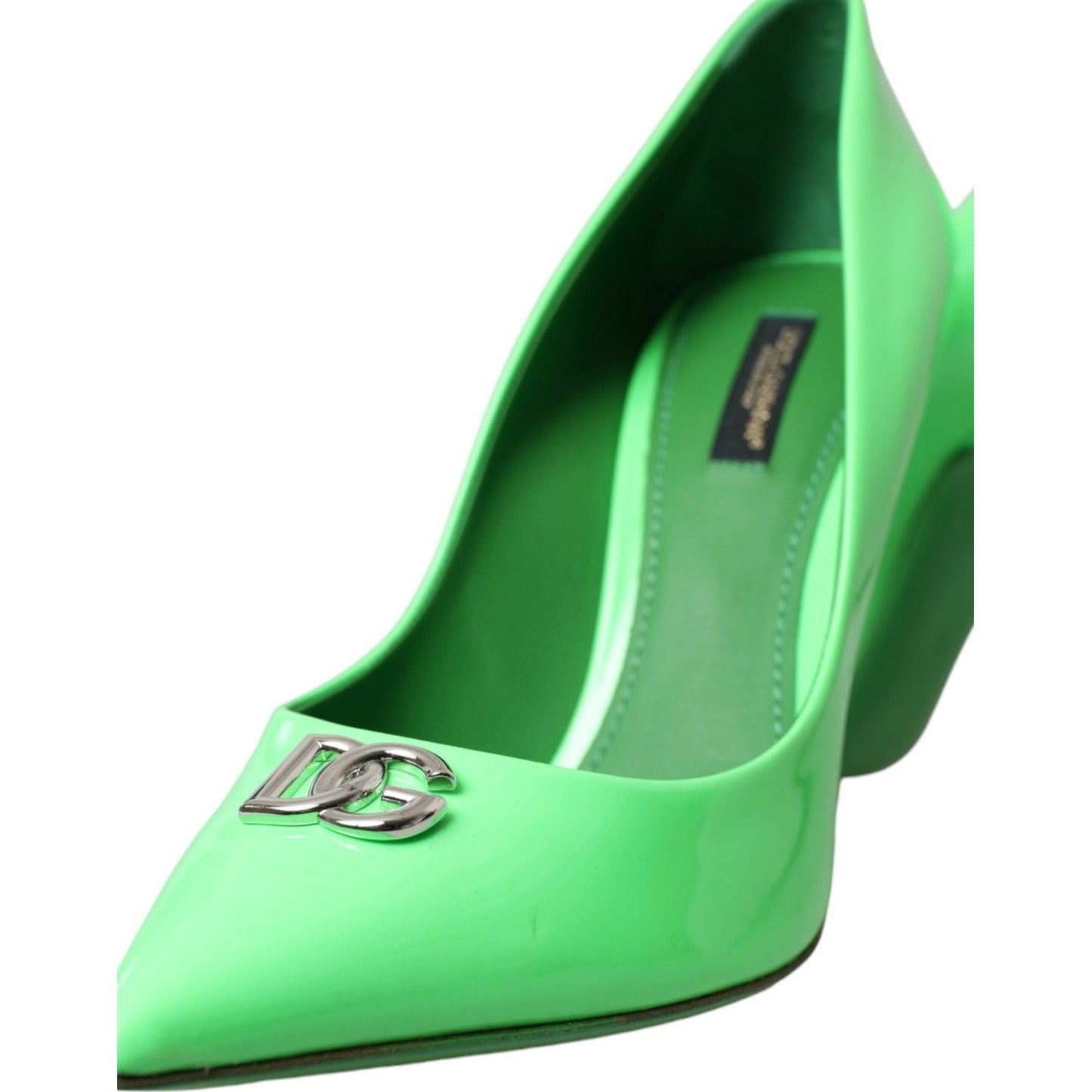 Dolce & Gabbana Neon Green Patent Leather Logo Pumps Shoes Dolce & Gabbana