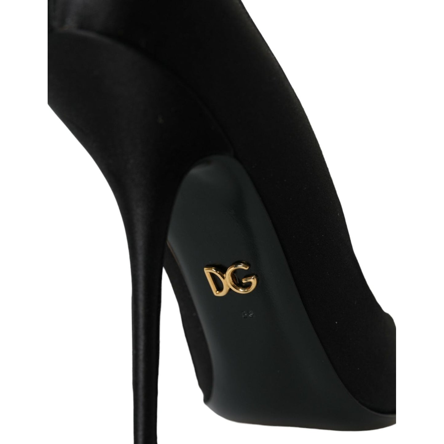 Dolce & Gabbana Black Satin Bow Embellished Heels Pumps Shoes Dolce & Gabbana