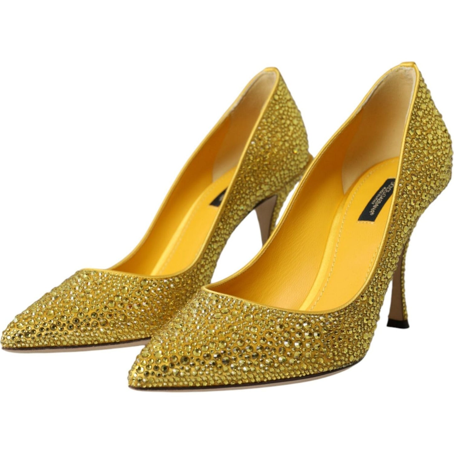 Dolce & Gabbana Yellow Strass Crystal Heels Pumps Shoes Dolce & Gabbana