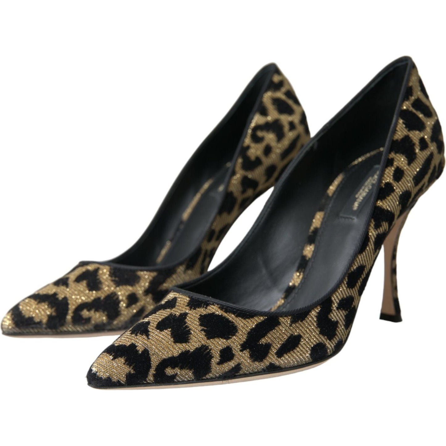 Dolce & Gabbana Black Gold Leopard Lurex Heels Pumps Shoes Dolce & Gabbana