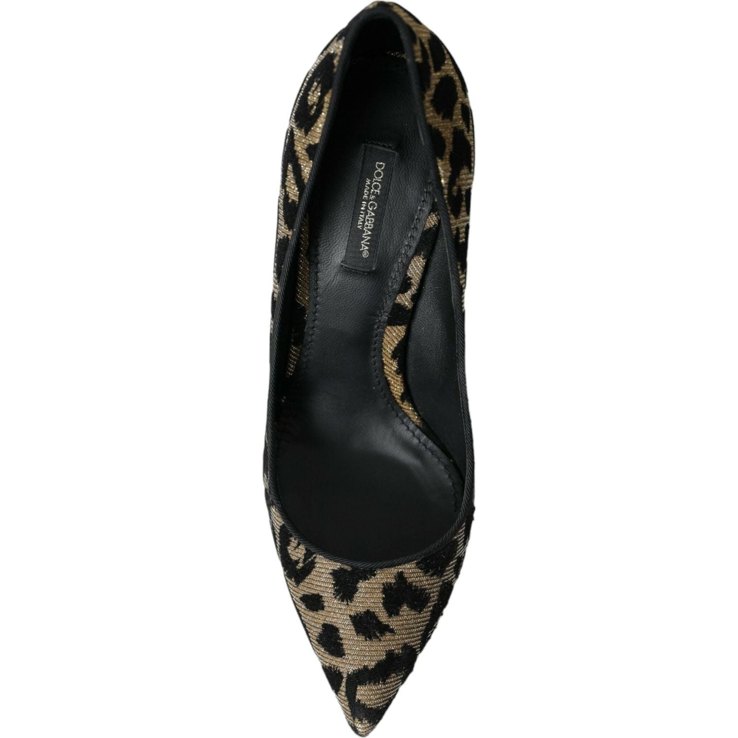 Dolce & Gabbana Black Gold Leopard Lurex Heels Pumps Shoes