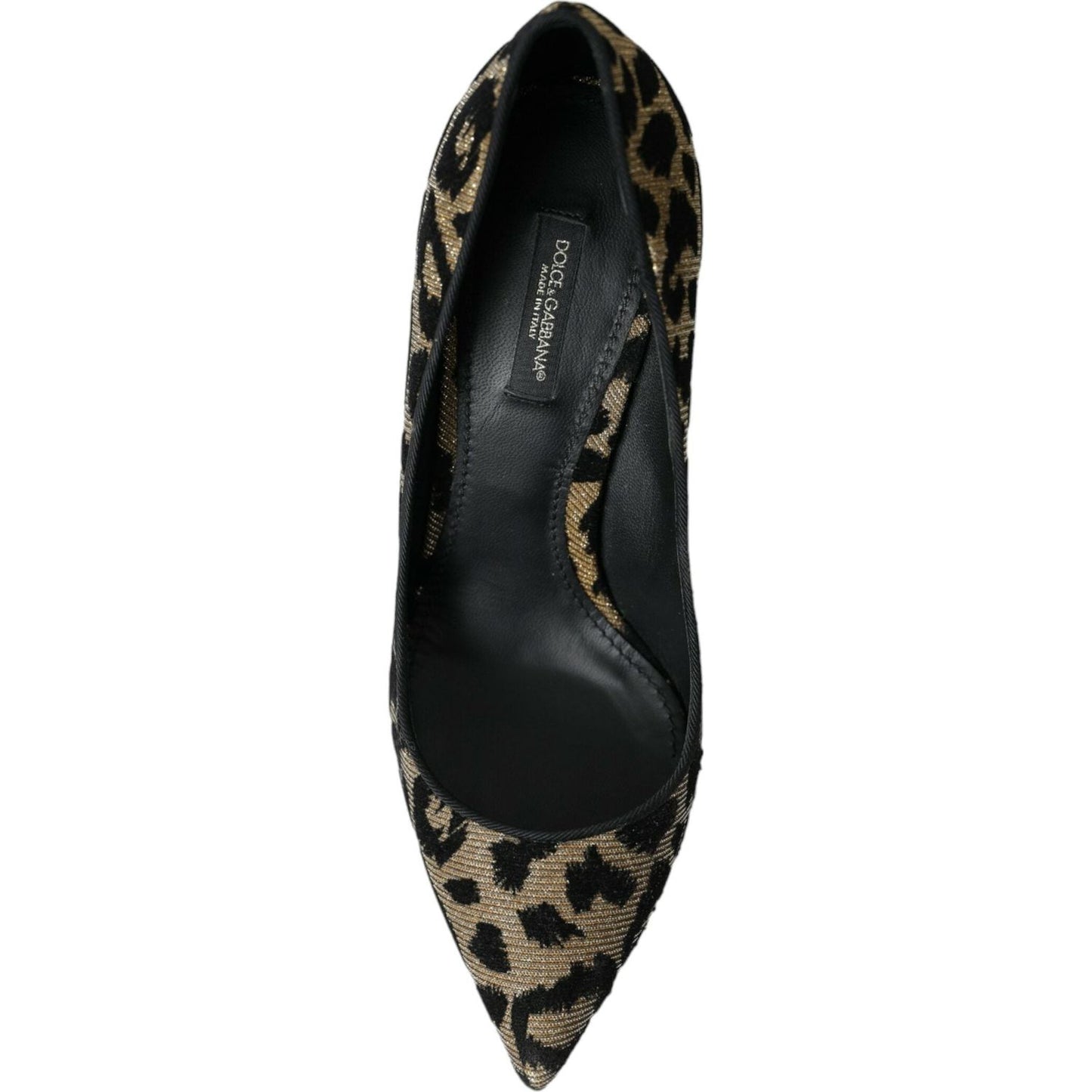 Dolce & Gabbana Black Gold Leopard Lurex Heels Pumps Shoes Dolce & Gabbana