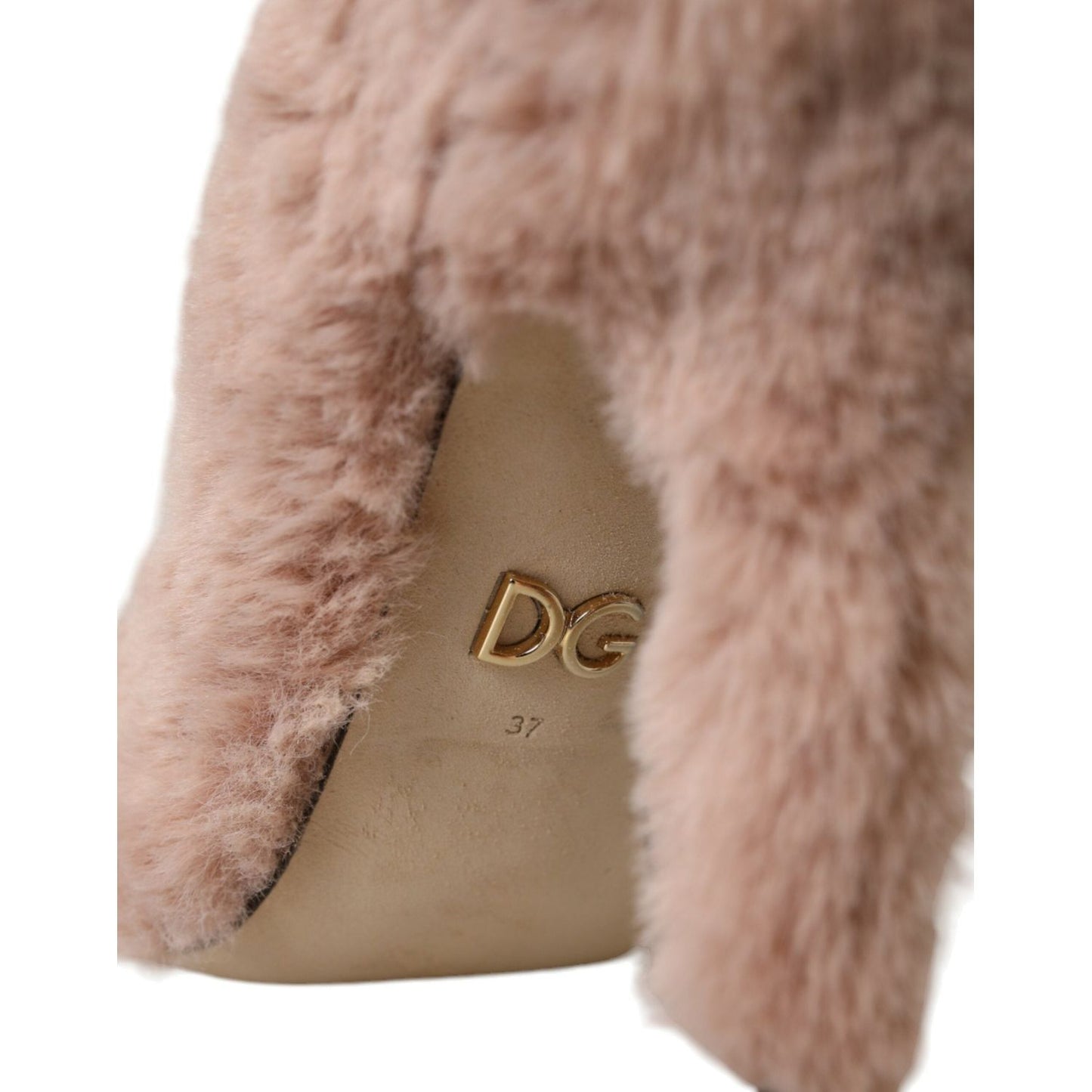 Dolce & Gabbana Light Pink Faux Fur Heels Pumps Shoes Dolce & Gabbana