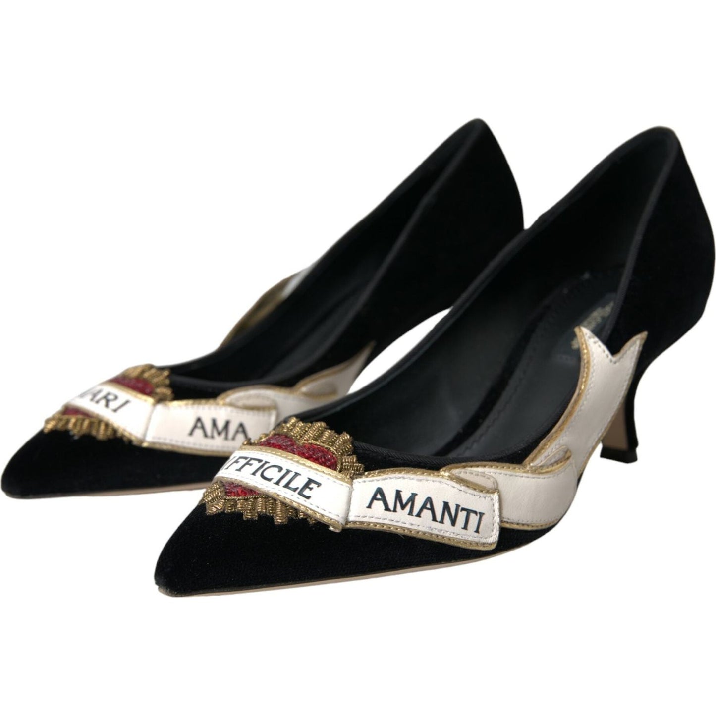 Dolce & Gabbana Black Suede Leather Amari Heels Pumps Shoes Dolce & Gabbana