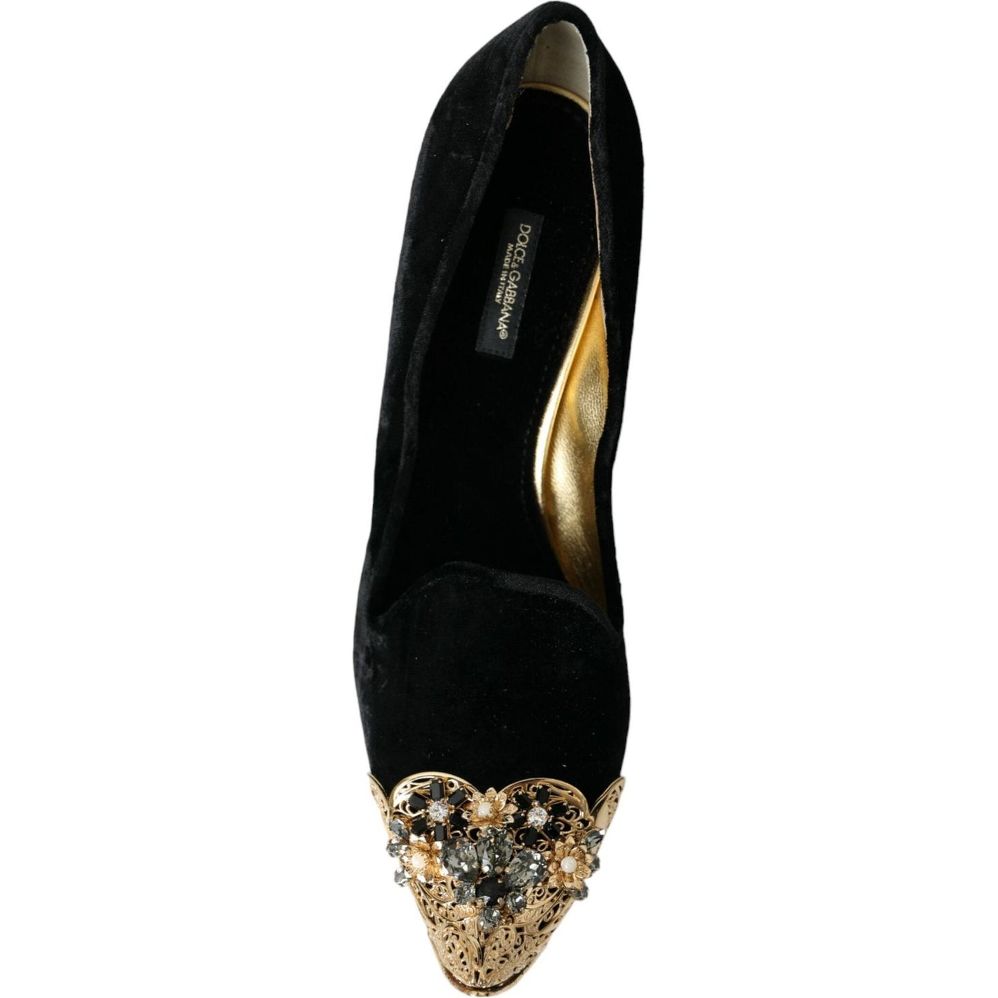 Dolce & Gabbana Black Velvet Embellished Heels Pumps Shoes Dolce & Gabbana