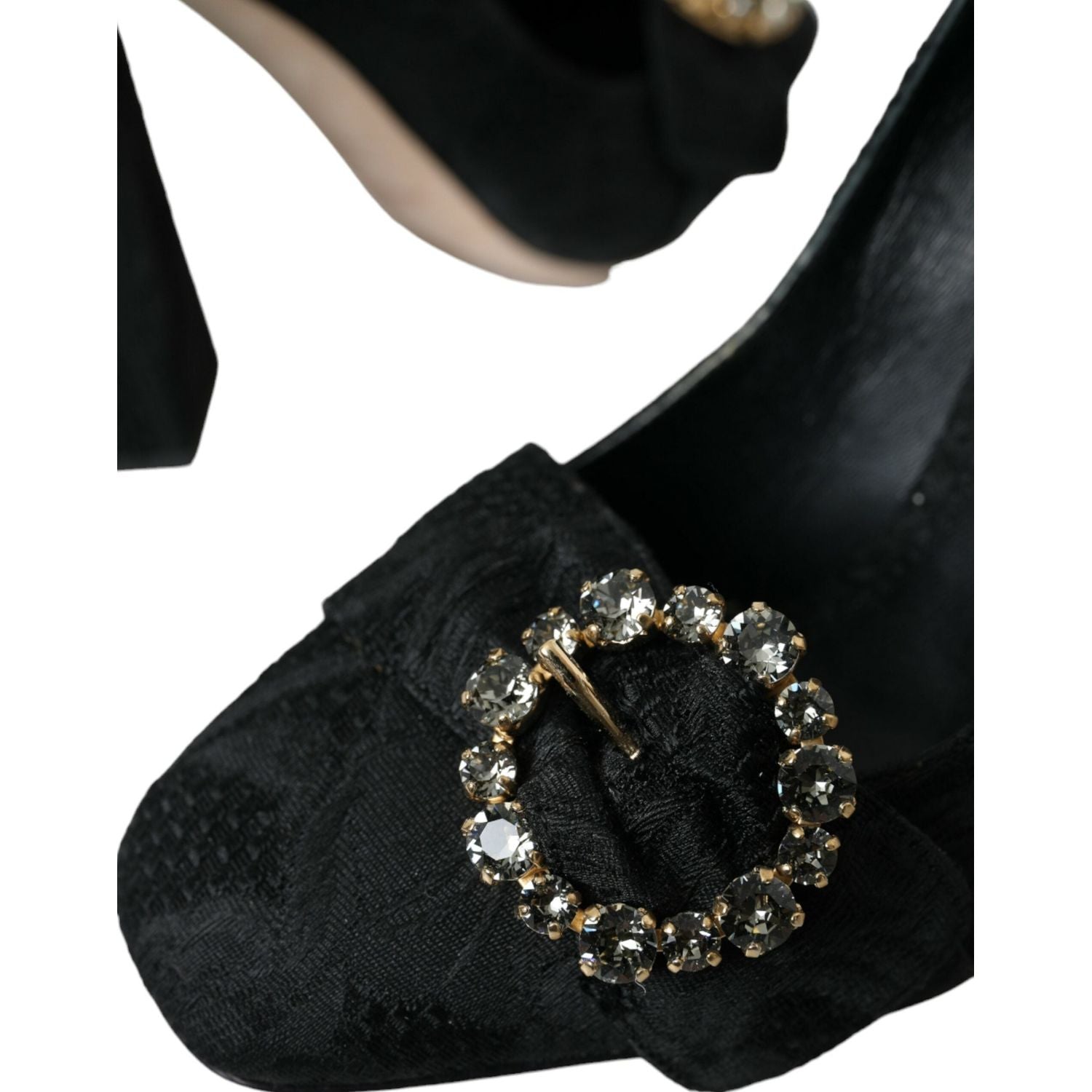 Dolce & Gabbana Black Brocade Crystals Heels Pumps Shoes