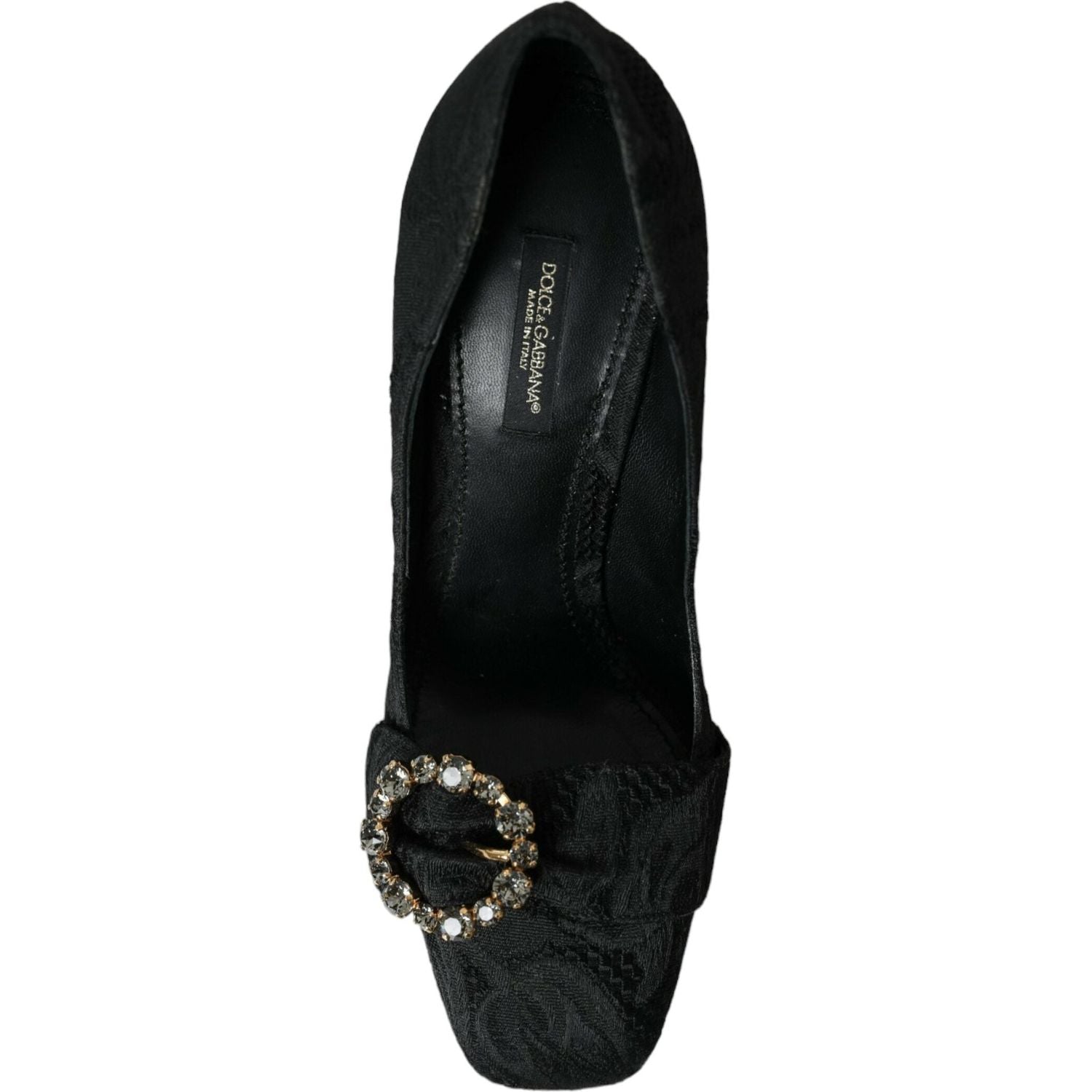 Dolce & Gabbana Black Brocade Crystals Heels Pumps Shoes