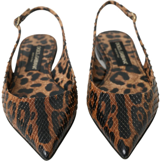 Dolce & Gabbana Brown Leopard Exotic Skin Slingback Shoes Dolce & Gabbana