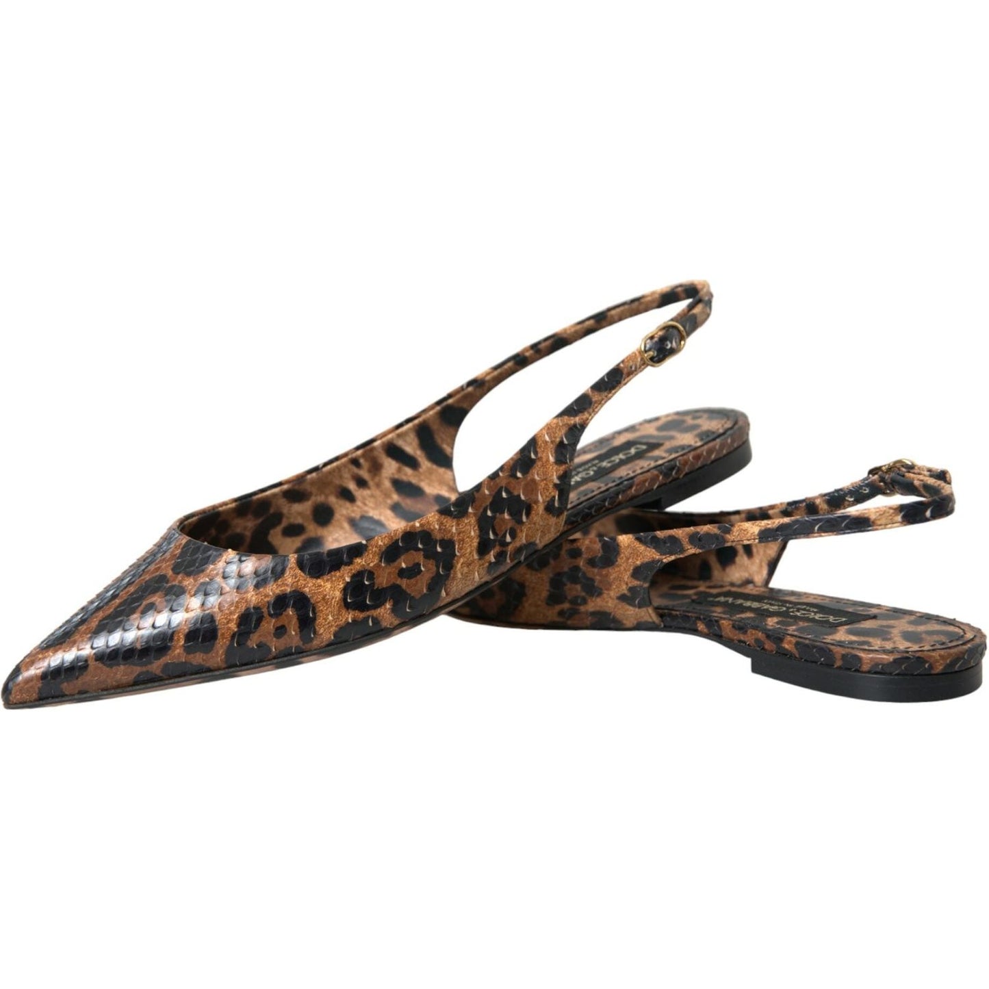 Dolce & Gabbana Brown Leopard Exotic Skin Slingback Shoes Dolce & Gabbana