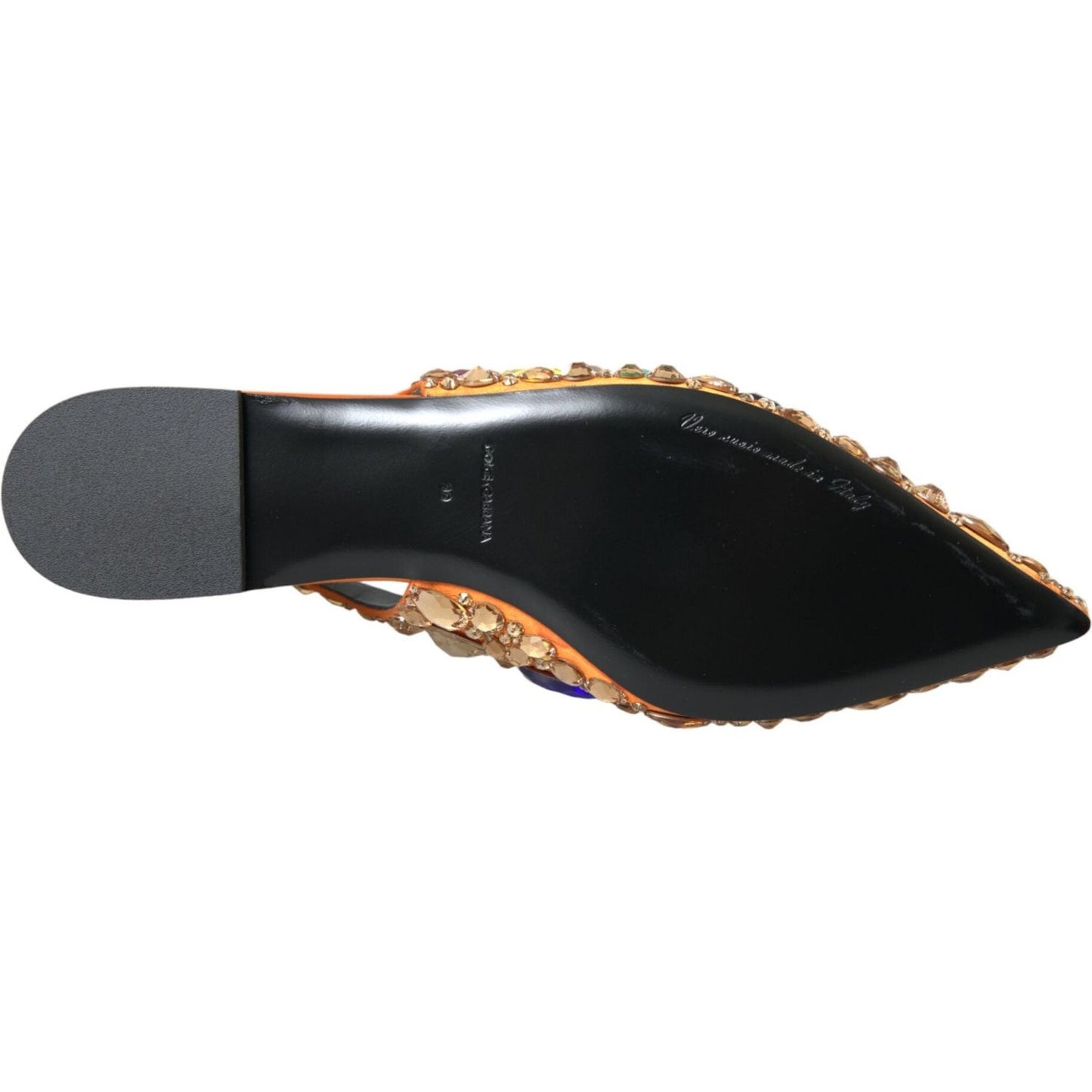 Dolce & Gabbana Orange Satin Crystals Flats Sandals Shoes Dolce & Gabbana