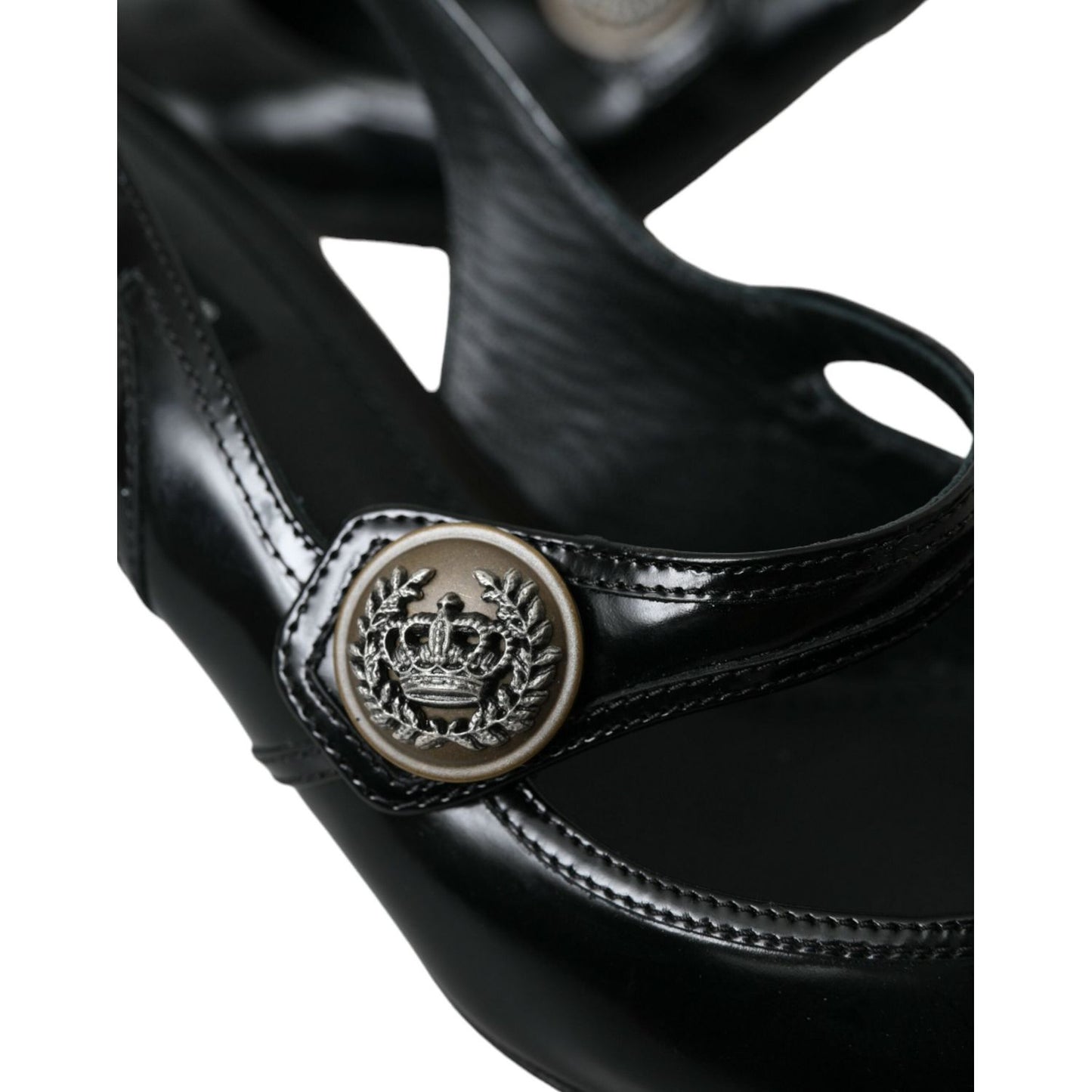 Dolce & Gabbana Black Leather Embellished Slingbacks Shoes Dolce & Gabbana