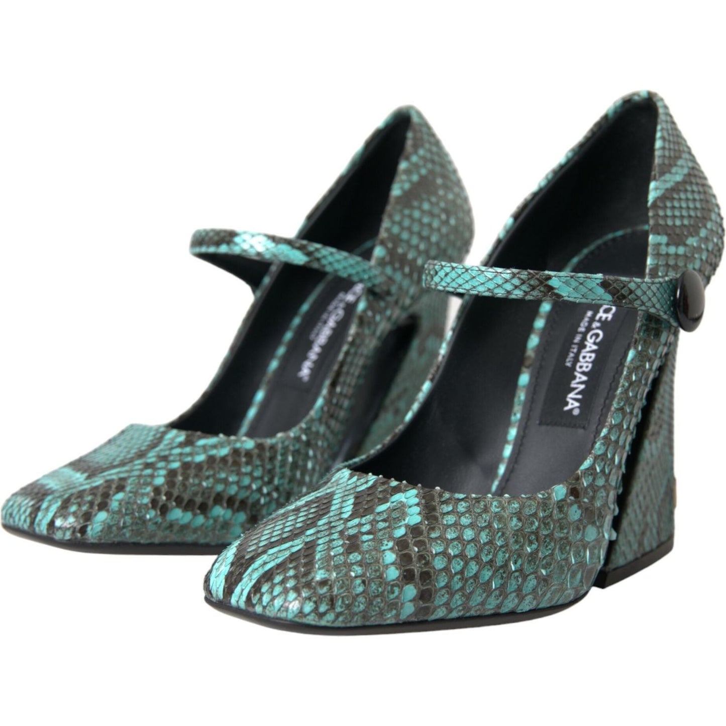 Dolce & Gabbana Aqua Python Leather Mary Jane Pumps Shoes Dolce & Gabbana