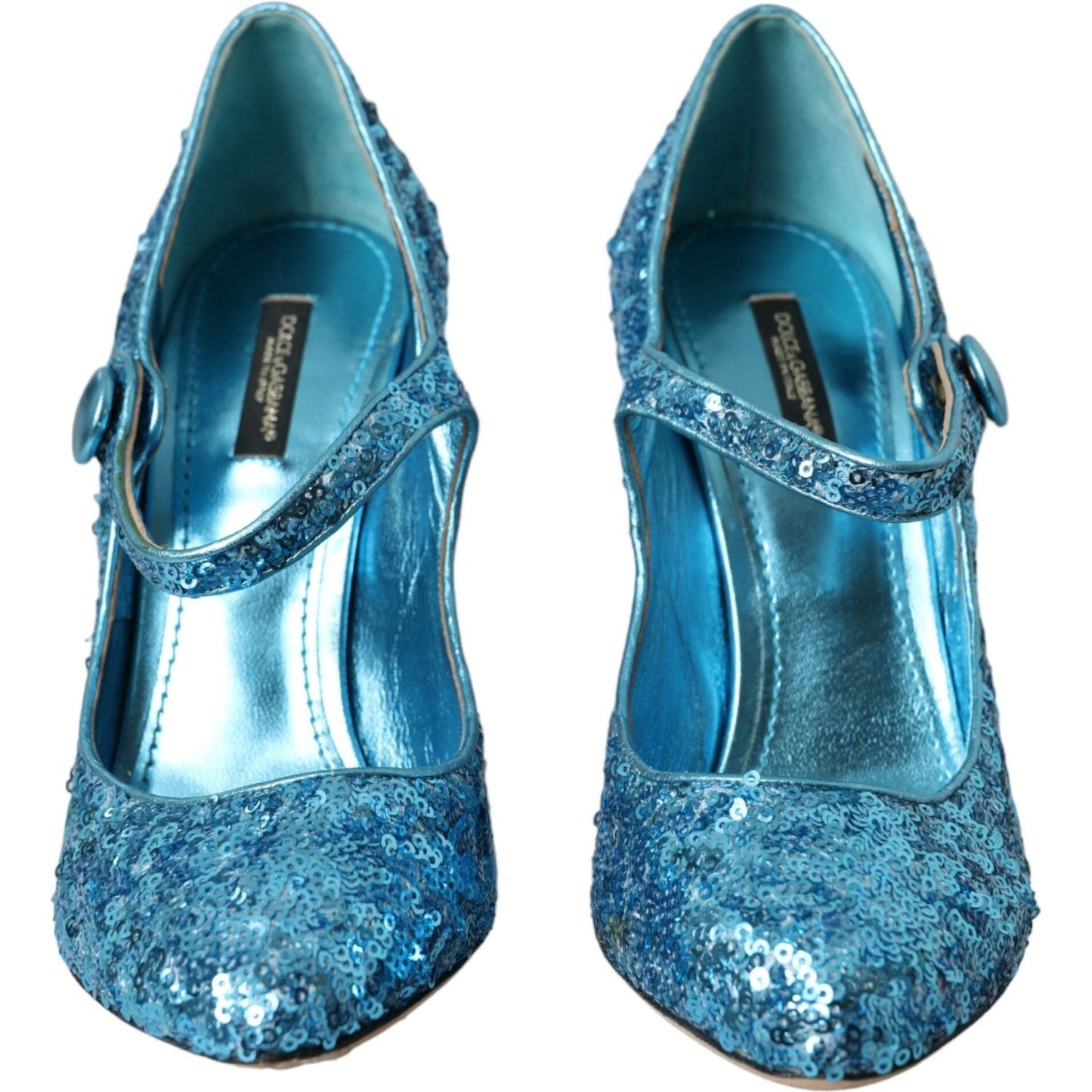 Dolce & Gabbana Blue Sequin Mary Jane Pumps High Heels Shoes Dolce & Gabbana