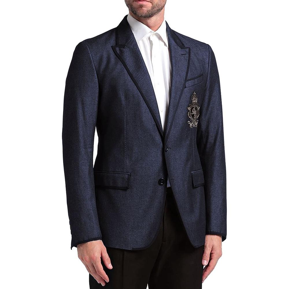 Dolce & Gabbana Blue Cotton Blazer Dolce & Gabbana