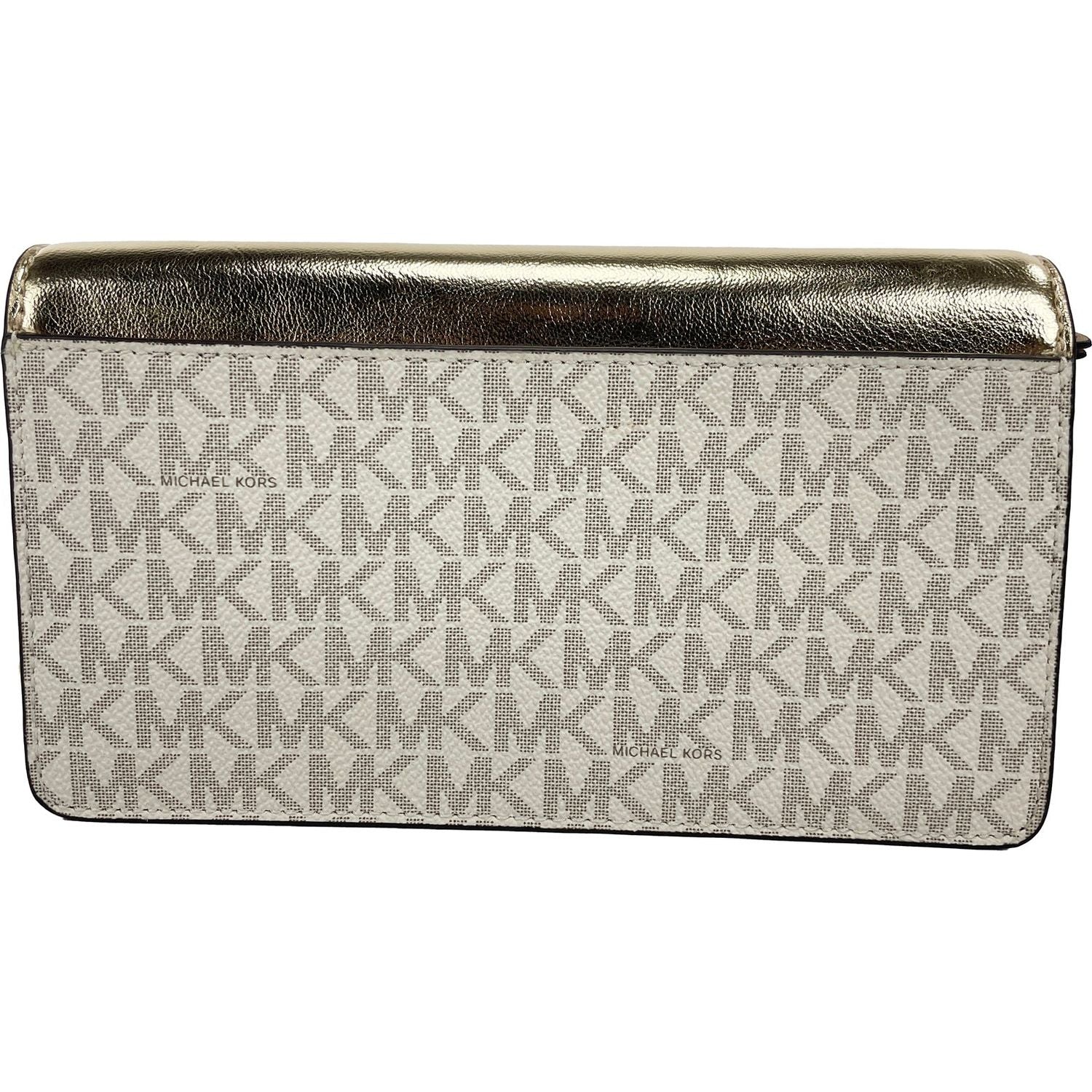 Michael Kors Jet Set Travel Pale Gold Small Flap Clutch Crossbody Bag