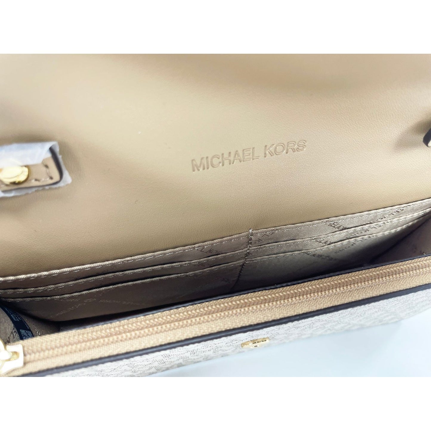 Michael Kors Jet Set Travel Pale Gold Small Flap Clutch Crossbody Bag Michael Kors