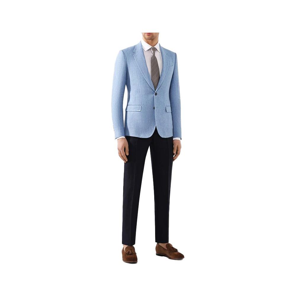 Dolce & Gabbana Light Blue Linen Blazer Dolce & Gabbana