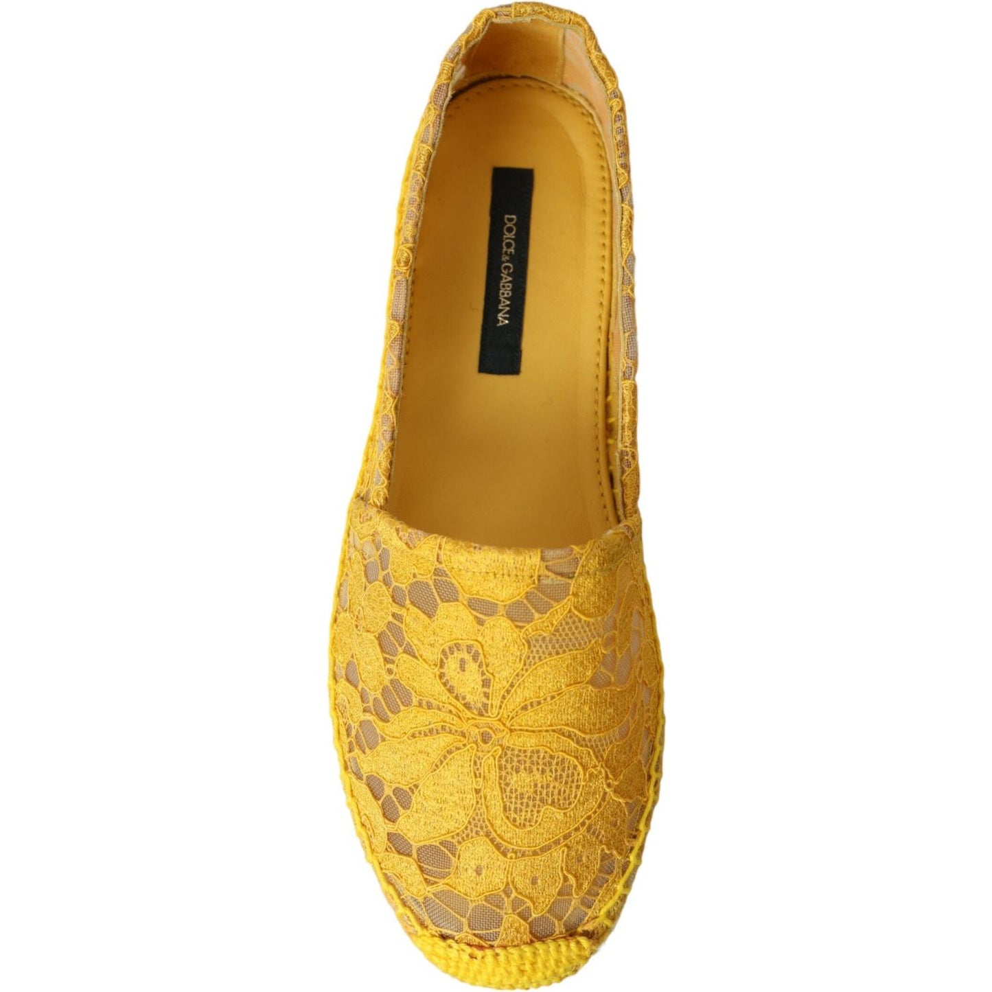 Dolce & Gabbana Yellow Taormina Lace Espadrille Loafers Flats Shoes Dolce & Gabbana