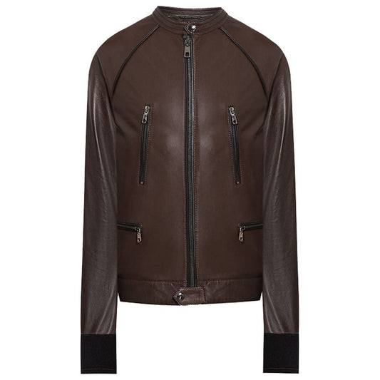 Dolce & Gabbana Brown Leather Di Lambskin Jacket Dolce & Gabbana