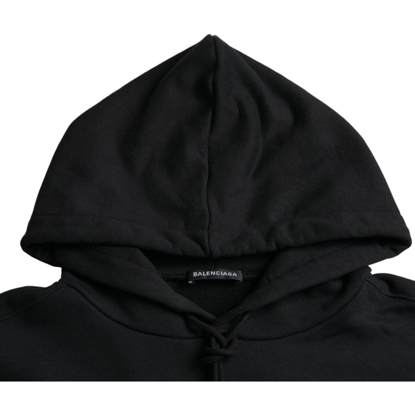 Balenciaga Black Cotton CREW Hooded Pullover Sweatshirt Sweater