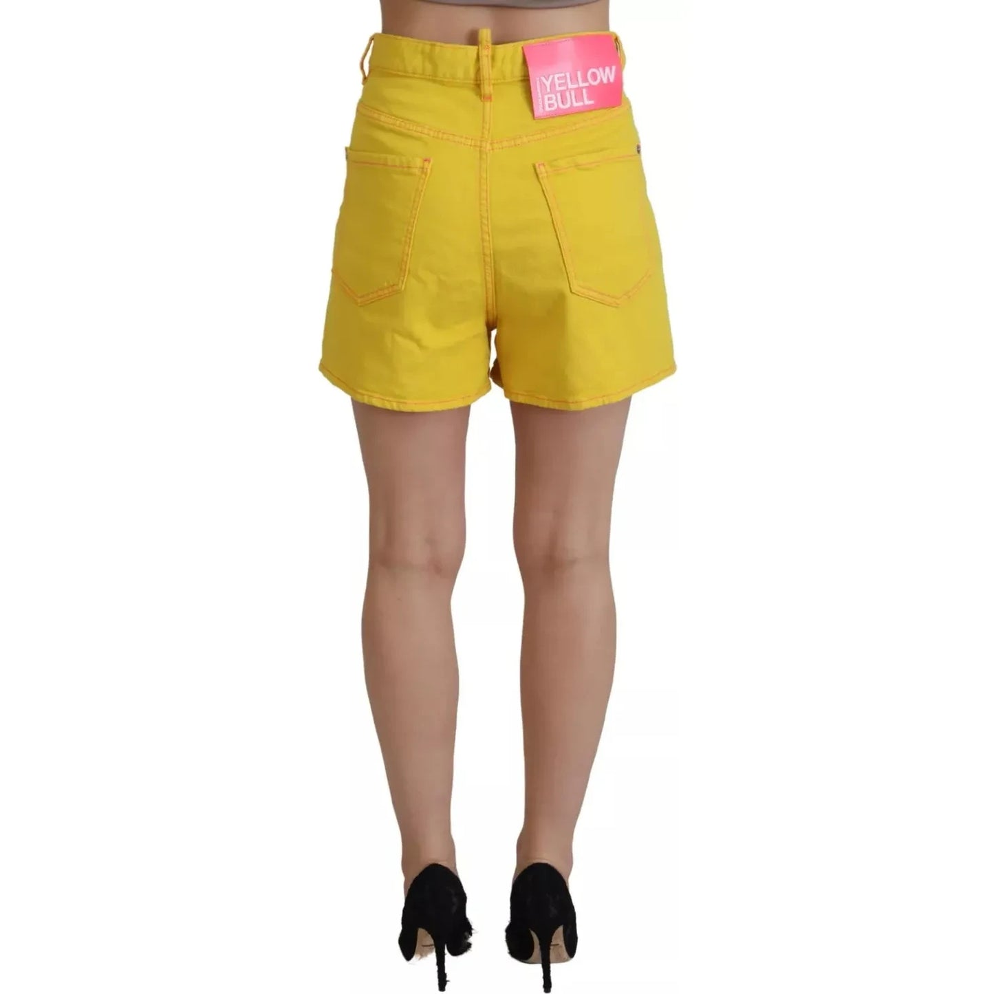 Dsquared² Yellow Cotton High Waist Baggy Women Hotpants Shorts Dsquared²