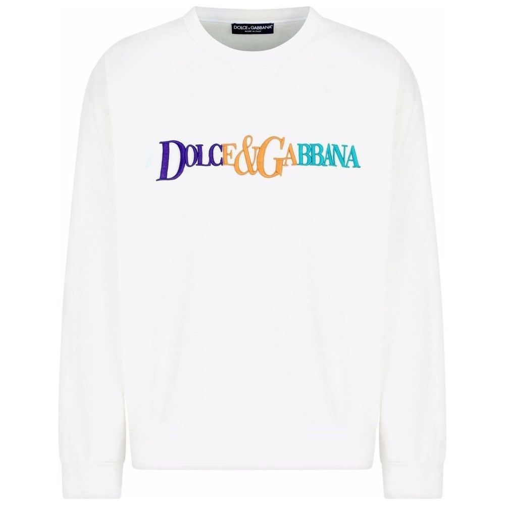 Dolce & Gabbana White Cotton Sweater Dolce & Gabbana