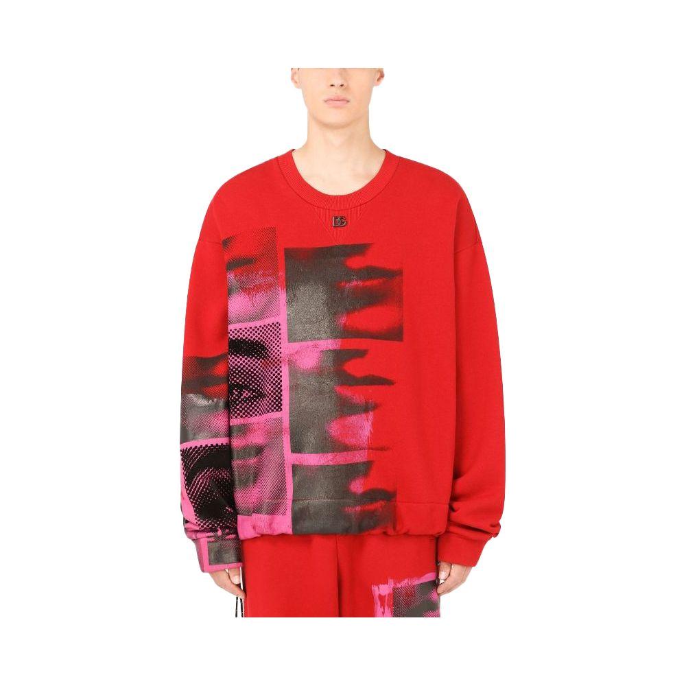 Dolce & Gabbana Red Cotton Sweater Dolce & Gabbana