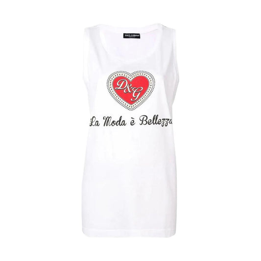 Dolce & Gabbana White Cotton Tops & T-Shirt Dolce & Gabbana