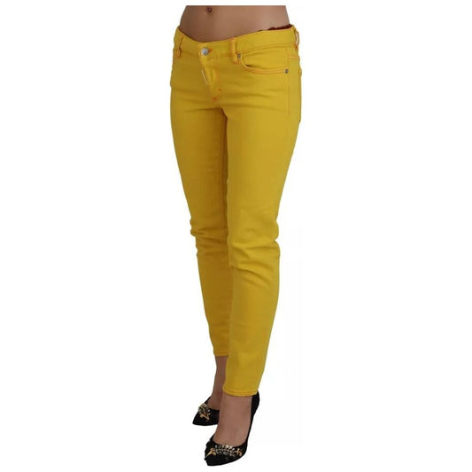 Dsquared² Yellow Cotton Low Waist Cropped Jennifer Denim Jeans Dsquared²