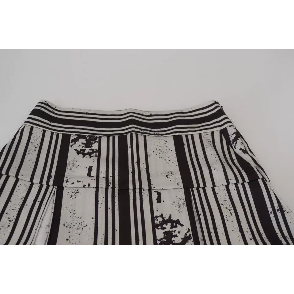 Dsquared² Gray Black Stripes Mid Waist A-line Mini Skirt Dsquared²