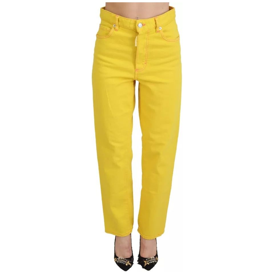 Dsquared² Yellow Cotton High Waist Straight Denim Boston Jeans Dsquared²