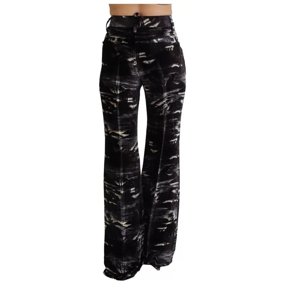 Dsquared² Black Printed High Waist Super Flare Pants Dsquared²