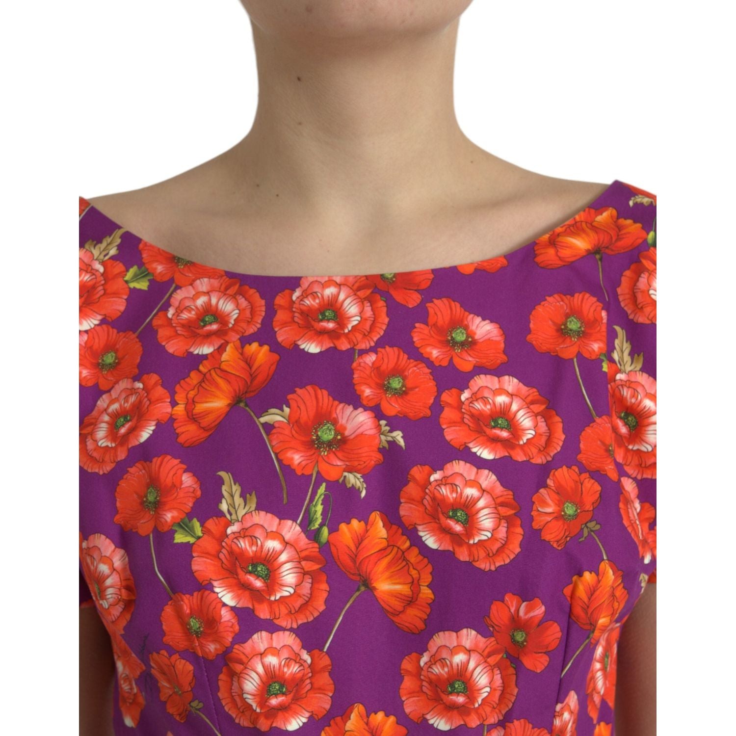 Dolce & Gabbana Multicolor Floral Cotton A-line Knee Length Dress