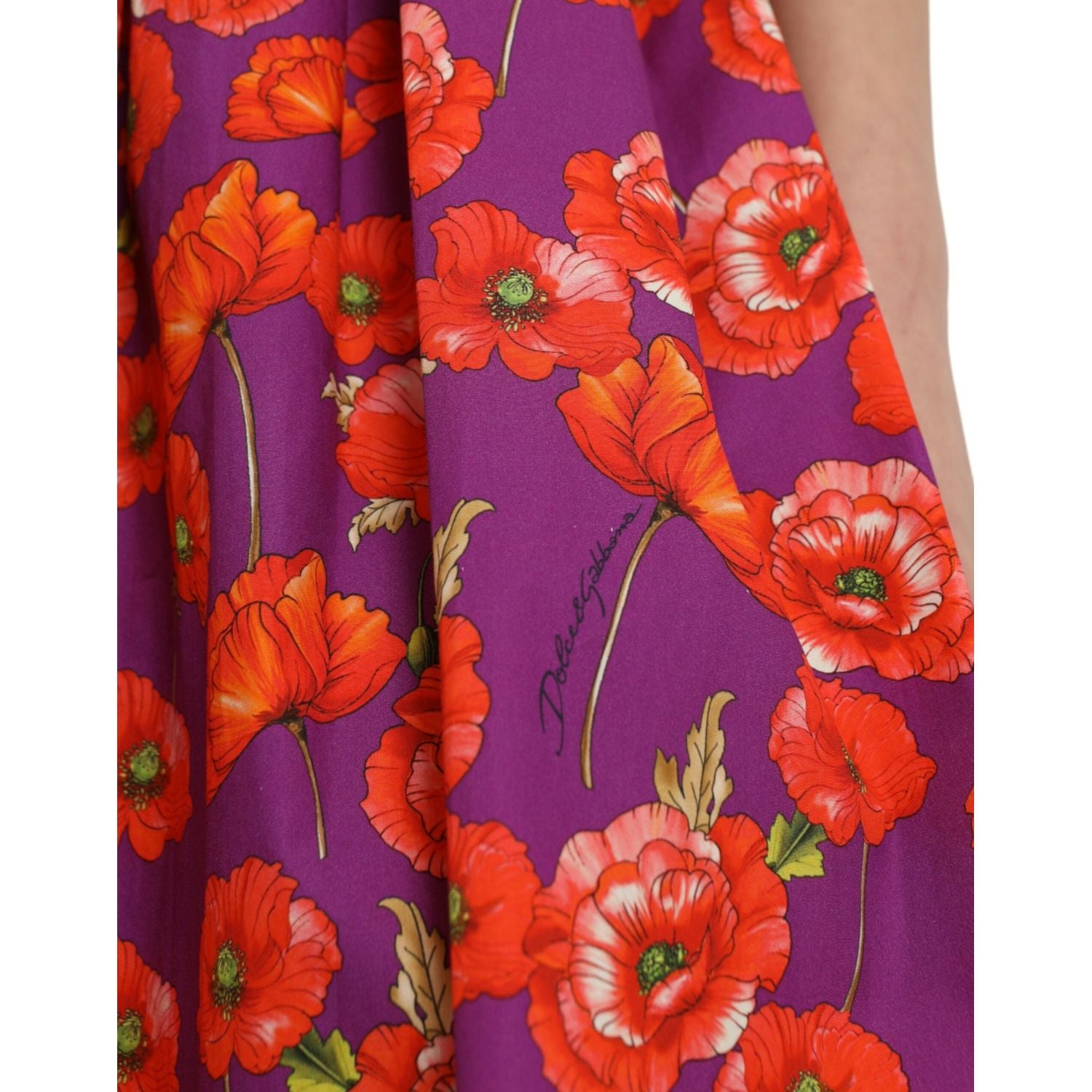 Dolce & Gabbana Multicolor Floral Cotton A-line Knee Length Dress