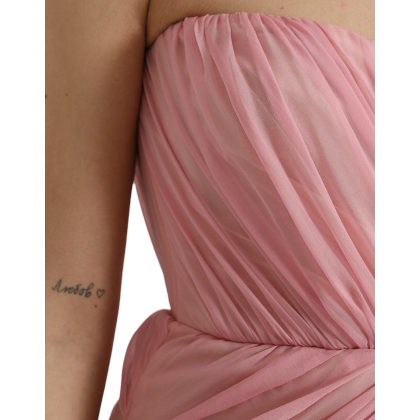 Dolce & Gabbana Pink Silk Strapless Maxi A-line Gown Dress Dolce & Gabbana